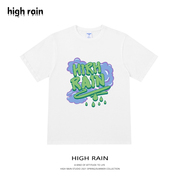 highrain原创设计师款品牌短袖，男女夏季ins潮牌青春纯棉情侣t恤