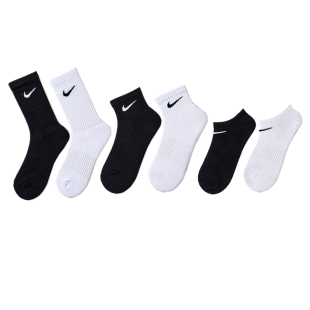 Nike耐克袜子男女厚款中高筒运动跑步篮球袜毛巾底纯棉长袜白