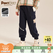 pawinpaw小熊童装，冬男童工装大口袋不倒绒，休闲裤保暖裤子