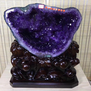 天然水晶洞紫晶块摆件原矿聚宝盆水晶原石紫水晶家居办公室装饰品