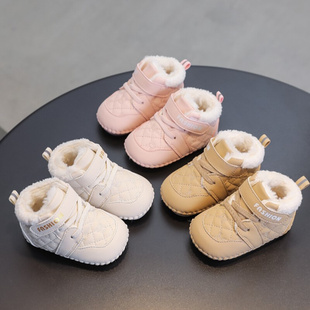 婴儿冬鞋保暖棉鞋家居季一岁(季，一岁)男女宝宝棉，加厚软底学步子加绒6一12