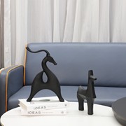 现代简约创意黑色动物雕塑摆件，卧室客厅办公室书房茶几家居装饰品