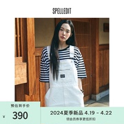 spelledit2024夏季条纹宽松t恤韩版休闲上衣女，通勤时尚简约