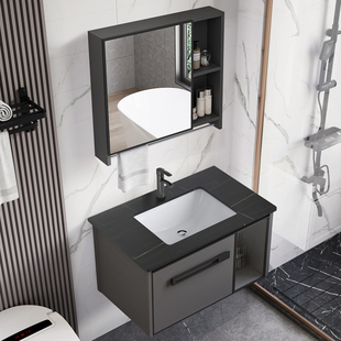 现代简约玻璃柜太空，铝一体陶瓷洗手池，浴室柜卫生间洗脸盆组合洗漱
