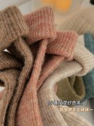 纯色羊绒袜子女中筒ins潮纯棉，秋冬加厚保暖日系复古羊毛堆堆长袜