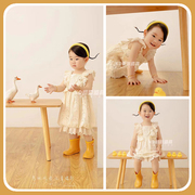 儿童摄影服装周岁女宝婴儿一岁2岁影楼艺术照主题，衣服蕾丝公主裙