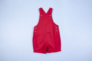 外贸欧美宝宝夏款背带裤子连体衣，连身短裤婴儿红色连体裤休闲裤
