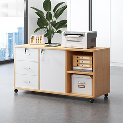 文件柜办公室移动边柜木质带锁抽屉柜桌下收纳矮柜打印机储物柜子