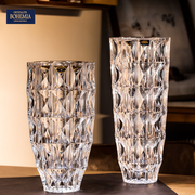 捷克进口波西米亚水晶玻璃花瓶北欧轻奢客厅插花干花装饰透明摆件