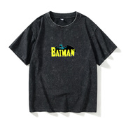 蝙蝠侠超人t恤短袖潮衣服，男女圆领大码宽松夏季情侣装棉上衣半袖