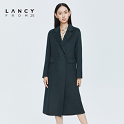 lancy悦朗姿羊毛大衣女，2022冬季中长款高级通勤外套显瘦女