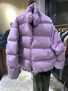 紫色高级感羽绒服冬季大码女2022年可拆卸袖子宽松短款面包服