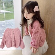 2024春秋季韩版洋气女童毛衣，外套小女孩针织，毛线衣(毛线衣)百搭上衣