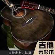 单板民谣吉他41寸guitar亮光涂鸦指板成人乐器面单木吉他JF桶擦色