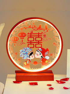 中式结婚台灯婚房床头灯，红色婚房陪嫁灯长明灯，一对结婚用新婚礼物