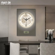 现代轻奢餐厅钟表挂钟客厅2024款万年历电子钟挂画高级感艺术时钟