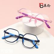 时尚多边硅胶儿童镜架，tr90男女通用超轻防平光眼镜5294