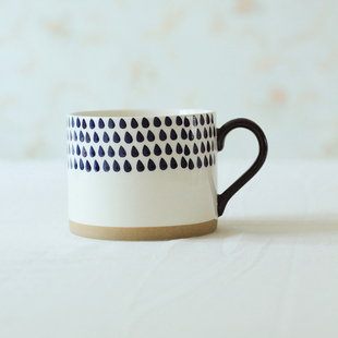 秋野家手绘陶瓷杯釉下彩马克杯大容量日式牛奶杯咖啡杯燕麦杯带盖
