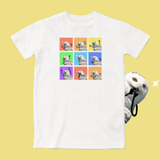 沙雕雪鸮 猫头鹰彩虹乌呀W3一杠印花可爱有趣味恶搞怪情侣短袖T恤