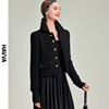 havva2024春季黑色外套，女气质短款小香风法式女装，上衣r75450
