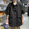 大口袋工装衬衫男夏季日系cityboy休闲短袖衬衣潮牌宽松薄款外套