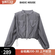 Basic House/百家好2024年气质显瘦休闲时尚抽绳衬衫上衣