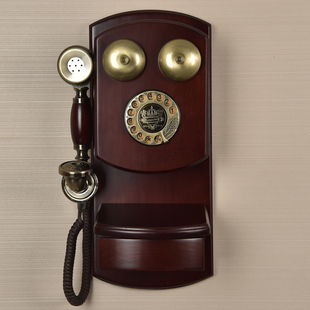 壁挂欧式仿古电话机复古电话美式电话机挂式电话机金属转盘拨号