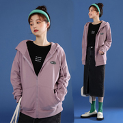 紫色卫衣开衫外套女2021春秋季百搭韩版宽松棒球服学生盐系上衣潮