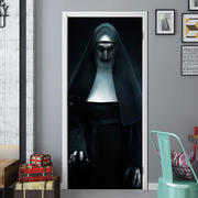 mt071万圣节幽灵修女创意3d门贴个性木门家庭，装饰墙贴纸翻新墙贴