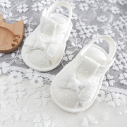 婴儿凉鞋夏季女宝宝鞋子白色公主，软底学步鞋防滑6个月棉布鞋1岁