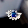宝创集1.74克拉皇家蓝宝石戒指18K金镶嵌天然钻石斯里兰卡彩宝