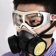 防毒面具口罩活性炭面罩，防护喷漆气体放毒气甲醛带阀黑色