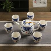定制陶瓷大号青花，茶具套装7头双层青花茶具，套装大茶壶