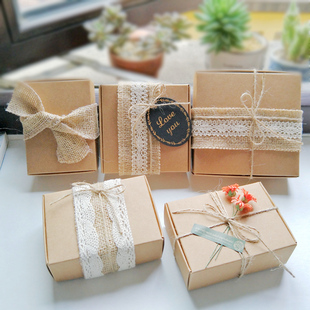 复古文艺牛皮纸盒，伴手礼烘焙饼干，糖果盒子护手霜生日礼物包装盒