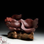 宜兴紫砂雕塑名家 谢红旗制紫砂摆件茶宠 --金鱼