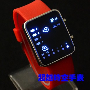 硅胶二进制led手表，韩版情侣学生手表蓝灯