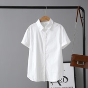 职业白色衬衫加肥加大码短袖，纯棉打底胖mm工作服办公室面试衬衣