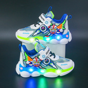 儿童鞋子奥特曼男童，带灯发光运动鞋，2024秋冬季加绒二棉休闲鞋