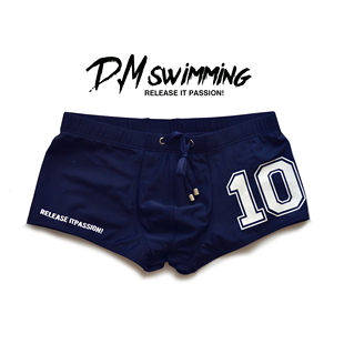d.m男泳裤低腰性感平角裤字母，印花系绳冲浪沙滩游泳四角青年运动