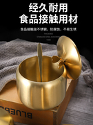 韩式304不锈钢调味瓶罐厨房辣椒酱油罐盐罐带勺调料盒创意金色罐