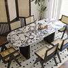 法式岩板餐桌现代简约轻奢宝格丽岩板罗马柱小户型餐桌椅组合饭桌