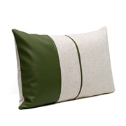 现代简约绿色皮革布料拼接靠垫沙发床靠包软包汽车飘窗腰靠小长枕