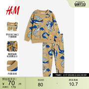 HM男童套装2件式春季加绒保暖加厚恐龙卫衣长裤1191068