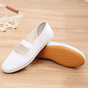 青岛环球儿童白舞蹈鞋体操，鞋白球鞋松紧带小白鞋帆布运动鞋美容师