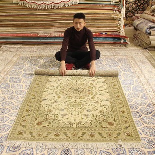 真丝地毯手工羊毛波斯地毯印度手工地毯抽象图案，地毯南阳手