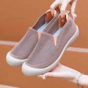 夏季老北京布鞋女单鞋透气镂空网面运动鞋软底防滑中老年网鞋