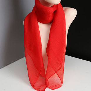 纯色大红丝巾韩版雪纺围巾，大方巾女纱巾，防晒保暖百搭正方形小方巾