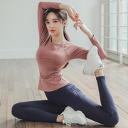 瑜伽服女套装秋冬长袖健身房，跑步运动速干紧身收腹专业性感含胸垫