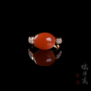 儒匪窝南红玛瑙，镶钻18k金戒指，(20564185368)