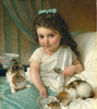 印花dmc纯棉绣线十字绣客厅卧室，人物名画漂亮女孩与可爱猫咪